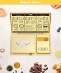 Portable Digital Pocket Scale 300g Capacity With 0.01g Accuracy For Jewelry Coins Powder And Gold Grams And Ounces LCD Display shown weighing powder on kitchen counter