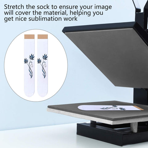 Two Piece Sock Jig For Sublimation Heat Press Dye Wood Jigs For Printing Socks DIY Pattern Accessory 17.83 By 3.35 Inches in use with heat press