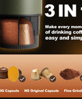 3 In 1 Portable Espresso Maker With Carrying Bag And Stand, Self Heating Coffee Brewer For Ground Coffee Or Capsule Pods