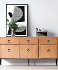Wooden dresser with 10 Pcs Black Ring Pull Handles for Cabinets and Dresser Drawers Single Hole One And Three Quarter Inch Zinc Alloy Knobs.