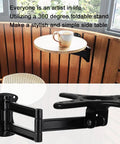 Heavy Duty Fold Down Wall Bracket For Tight Squeeze Areas And Over Bed Reading Stand Smooth Swivel Pivot Arm 360-degree foldable side table.