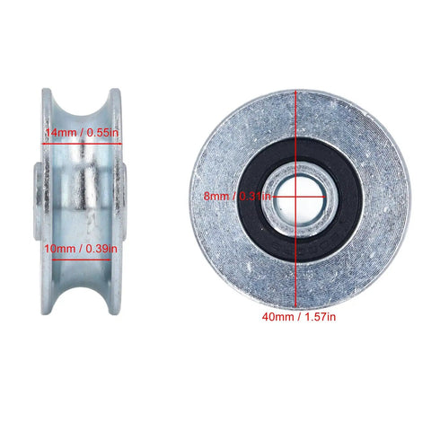 Heavy Duty Pulley Wheel 40Mm Outer Diameter 8Mm Inner Diameter Alloy Steel 608ZZ Sealed Bearing Low Noise Guide Roller For Cable Machines Gym