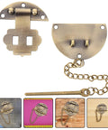 Retro Iron Alloy Hasp Latch Tower Buckle Chain Lock For Vintage Jewelry Chest Treasure Display Case, gold metal closure design.