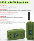 ESP32 S3 LoRa V4 Development Board Duo With L76 Gnss Gps Module And 3000 Mah Battery Plus Green Case shown with antenna, OLED display.