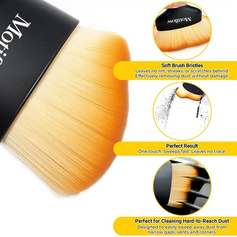 2 Pack Car Interior Detailing Brush Set With Ultra Soft Synthetic Bristles For Zero Scratch Cleaning On Glass Screens Dashboards And Painted Surfaces, close-up brush bristles