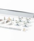 60 Inch Bypass Sliding Door Hardware Kit for Closets and Living Spaces, 5ft Double Track System with silver aluminum rail and parts