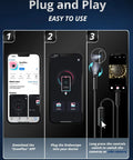 Step-by-step guide using Dual Lens Endoscope Camera With Light 1920P HD Borescope for iOS and Android setup and app.