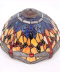 Tiffany Style Stained Glass Dragonfly Bedside Lamp With Orange And Blue Glass Shade 12x12x18 Inches 18 Inch Tall Table Light