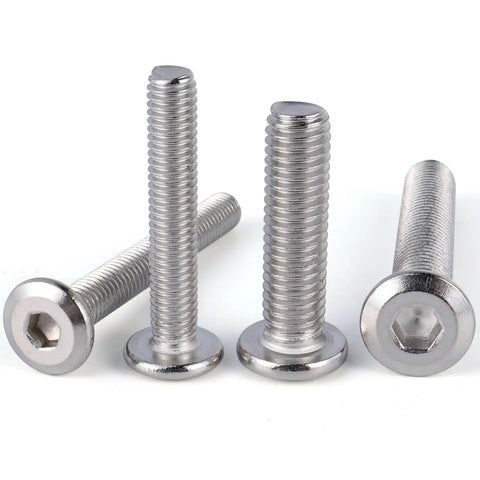Top Shelf M8 1.25 X 30 Mm Flat Head Hex Socket Bolt Set Built Tough With 304 Stainless Steel Full Thread Design, Four bolts displayed.