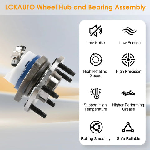 Front Wheel Hub Bearing Assembly 513121 With 5 Lug And ABS For Chevy Impala Buick Century LaCrosse shown with benefits list.