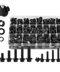 Beefy 280 Piece Black Flange Bolt Kit With Nuts And Washers Heavy Duty Automotive Grade Ten Point Nine M6x1.0 M8x1.25 M10x1.5