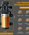 Portable DC 12V 75W Gasoline Transfer Pump Delivers Up To 110 GPH For Vehicles Boats Motorbikes And Equipment With A 39 Inch Suction Reach