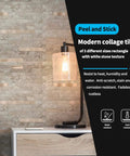 Peel And Stick Collage Tile Set For Kitchen Backsplash 20 Sheets Ecru Slate Look Waterproof PVC Composite Laminate Easy DIY Install shown in room setting
