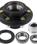 JADODE 6-bolt trailer hub kit: black hub with bearings, races, seal, and dust cap.