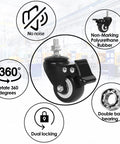 Heavy Duty 2 Inch Swivel Caster Wheels With Five Sixteenth Inch Threaded Mount 330 Lb Capacity Quiet PU Dual Locking Castors