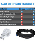 Comparison of Gait Belt With Quick Release Buckle For Safe Elderly Transfers And No Fuss Mobility, detailing features.