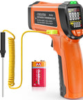 Infrared Thermometer Gun Non Contact Digital Laser Temp Tool Pro Grade With Emissivity Adjustable And Max Min Readouts