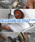 Upgraded 4392067 Dryer Repair Kit With W10837240 Idler Pulley, WPW10314173 Drum Roller, 661570V Belt, 279640 Kit Installation Steps