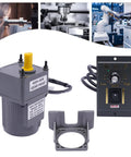 25W 60K Gear Motor 90RPM Adjustable Variable Gear Reducer Motor With Stand Electric Single Phase Reduction Gearbox shown