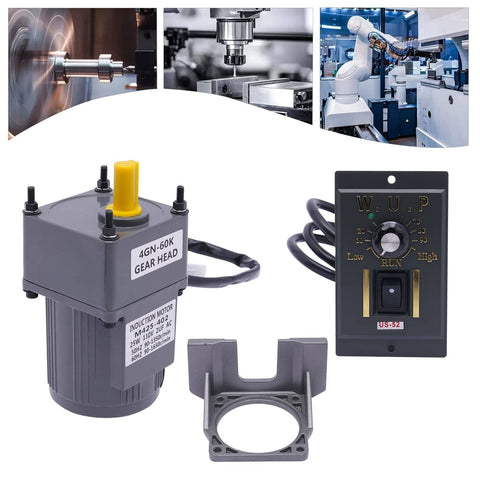 25W 60K Gear Motor 90RPM Adjustable Variable Gear Reducer Motor With Stand Electric Single Phase Reduction Gearbox shown
