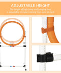 2 In 1 Adjustable Dog Agility Jump Set with carry bag showing tire jump ring and adjustable height details.