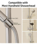 30 Inch Shower Slide Bar With Adjustable Handheld Shower Head Holder Reuse Existing Holes SUS304 Brushed Stainless Steel Wall Mount For Bathroom Drilling Required Heavy Duty Rustproof And Durable, compatible with most handheld showerheads