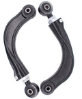 Ford Rear Adjustable Camber Control Arm Set For C Max Escape Focus Mazda 3 Mazda 5 Volvo C30 C70 S40 V50 Includes Left And Right Upper Lateral Links With Camber Range From Minus One Point Five To Plus Five Degrees Easy Bolt In Install Durable Steel pair of black steel arms.
