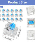 30Pcs Blue 3 Pin Mechanical Keyboard Switches With Clicky Tactile Feedback, Product Size Shown in 15mm x 18mm