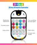 Penguin style remote for 65.6ft Bluetooth LED Strip Lights for Kids Bedroom Dope Music Sync RGB Color Changing Tape Lighting