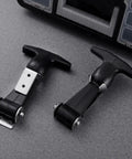 Stainless Steel 304 Rubber Door Latches With Toggle Clamps Four Pack for toolbox, close-up showing two latches on gray surface.