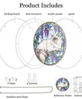 Acrylic Puzzle Suncatcher 83 Piece Cat Purple Wisteria DIY Kit components overview, including puzzle, backing board, and hardware.
