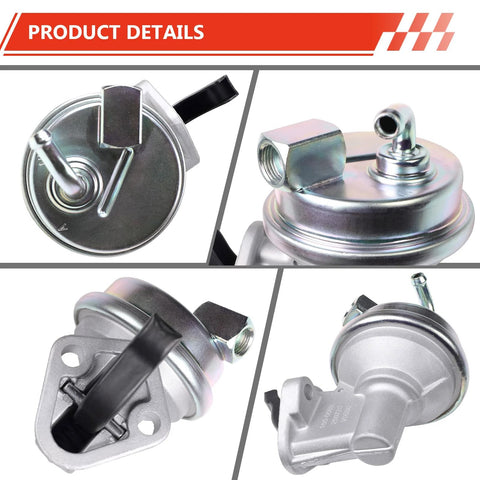 Drop-In High-Flow Mechanical Fuel Pump 35 GPH 7.5-9.5 PSI For Chevy Small Block SBC 305 327 350 V8 Carbureted Engines Direct Replacement M6624