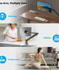 Magnetic Portable Monitor Arm With 360 Degree Swivel Heavy Duty Aluminum Desk Clamp 75 By 75 VESA Support in various settings