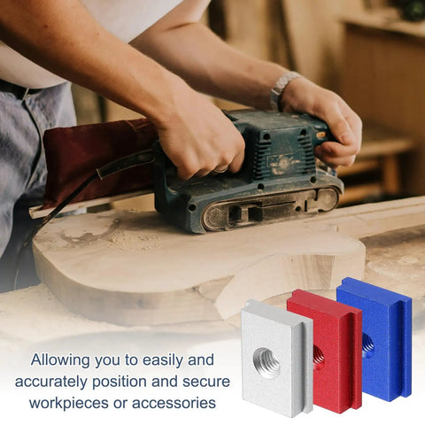 Aluminum T Track 1.2 Inch M8 Slot Slider For Router Table And Miter Saw Fixtures, Double Cut Pre Drilled Mount Holes, 4 Pack Silver T Slot Rail For Woodworking And Crosscut Sled Pro Grade Heavy Duty Easy Mount used on belt sander workpiece clamp