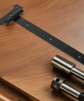 Heavy Duty Black T Shaped Gate Hinge With Slot Bearing For Garden Doors And Wooden Fences 300mm By 4mm Self Closing