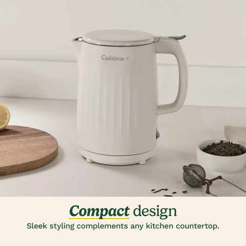 Soho 1-Liter Double Wall Electric Kettle with Stainless Steel Interior on kitchen counter