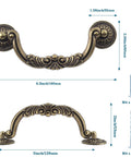 Antique Drop Bail Drawer Pulls Set Of 6 With 5 Inch Center To Center Holes And 6.4 Inch Overall Length Vintage Bronze Cabinet Handles
