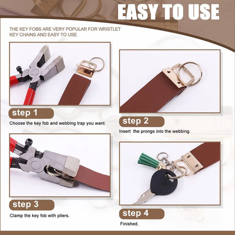 51 Piece Heavy Duty Key Fob Pliers And Hardware Kit With Tassels Glass Running Pliers demonstrating step-by-step usage.