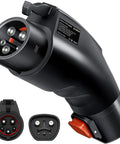 Road Trip Ready Tesla To J1772 Adapter 60 Amp 250 Volt Nacs Connector Ip65 Waterproof with detailed plug head design.