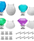 Four Piece Door Knob Molds For Epoxy Resin, DIY Crystal Silicone Casting Kit with colorful knobs and screws