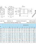 Technical specifications chart for 16mm Double Nut Ball Screw DFU1605 RM1605 with 5mm Lead, 1160mm Total Length, showing CNC milling dimensions.