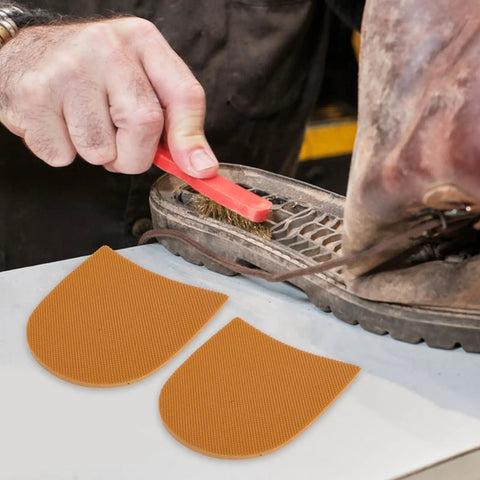 Ultra Durable Sneaker Heel Pads And Shoe Sole Protector Rubber Anti Slip Heel Repair Pads for boots and sneakers, shown in use