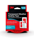 Transparent Weather Sealing Tape 1.5 in x 30 ft (Crystal Clear) Removable Insulation Tape packaging front view.