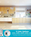 Modern kitchen with Ultra Thin 3 Inch LED Recessed Light With Junction Box, 8W Dimmable Wafer Downlight, 5 CCT options.