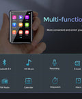Bluetooth 5.3 MP3 Player With Dope HiFi Lossless Sound Portable Music Player with touchscreen in hand showing icons