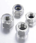 3/4-10 Nylon Insert Lock Nuts, Grade 8 Zinc Plated Carbon Steel on white background, showing nylon insert and corrosion-resistant finish.