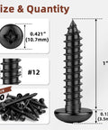 Tough As Nails Number 12 By 1 Inch Pan Head Self Tapping Screws Black Finish 304 Stainless Steel Phillips Drive, pack of 50.