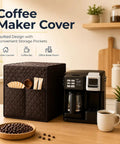 Snug Fit Quilted Coffee Maker Cover For Bunn Velocity Brew Slip On Appliance Protector With Side Pockets Easy Clean Dust Resistant Guard For Kitchen Counter And Coffee Bar Grey, featuring convenient storage pockets.
