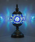 Handmade Turkish Mosaic Table Lamp With Boho Moroccan Glass Bead Globe, Perfect Night Light For Living Room Or Bedroom, UL Certified