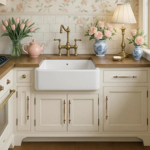 Kitchen with Antique Brass Cabinet Pulls Set For Retro Vibe 10 Pack 6.3 Inch Long 3.78 Inch Hole Center Drawer Handles